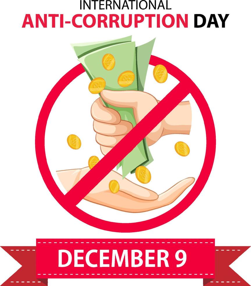 banner de icono de diciembre del día internacional contra la corrupción vector