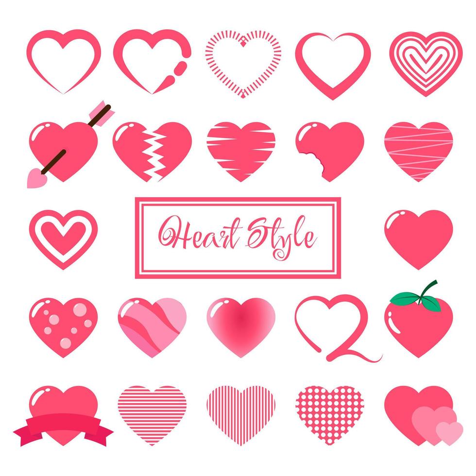 Set of heart style vector