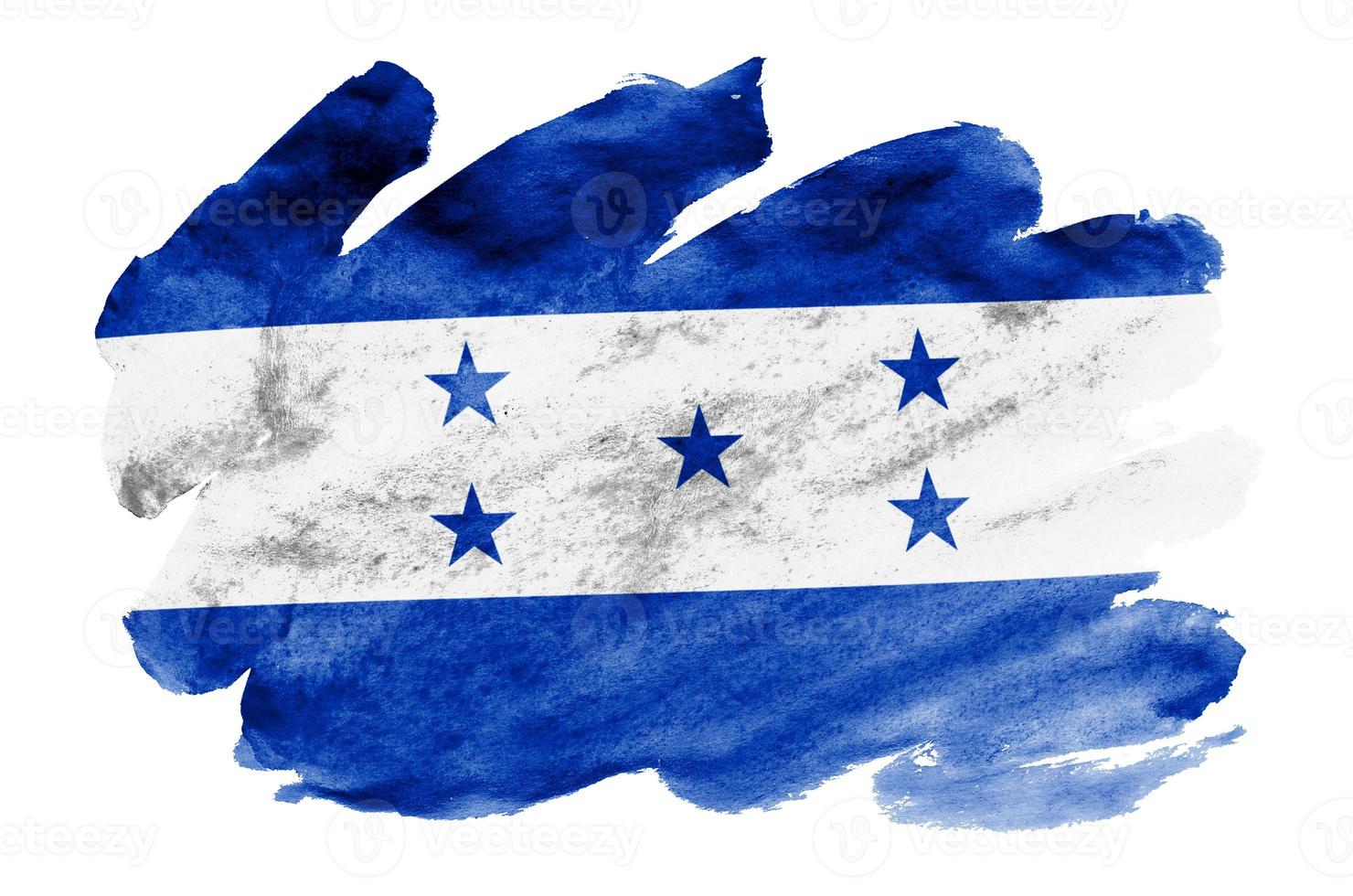 Honduras flag is depicted in liquid watercolor style isolated on white background photo