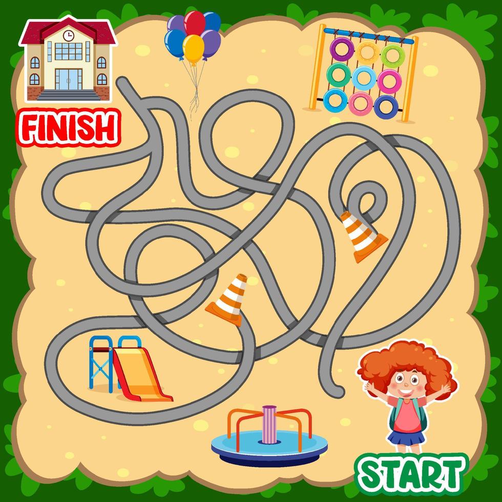 Maze game template for kids vector