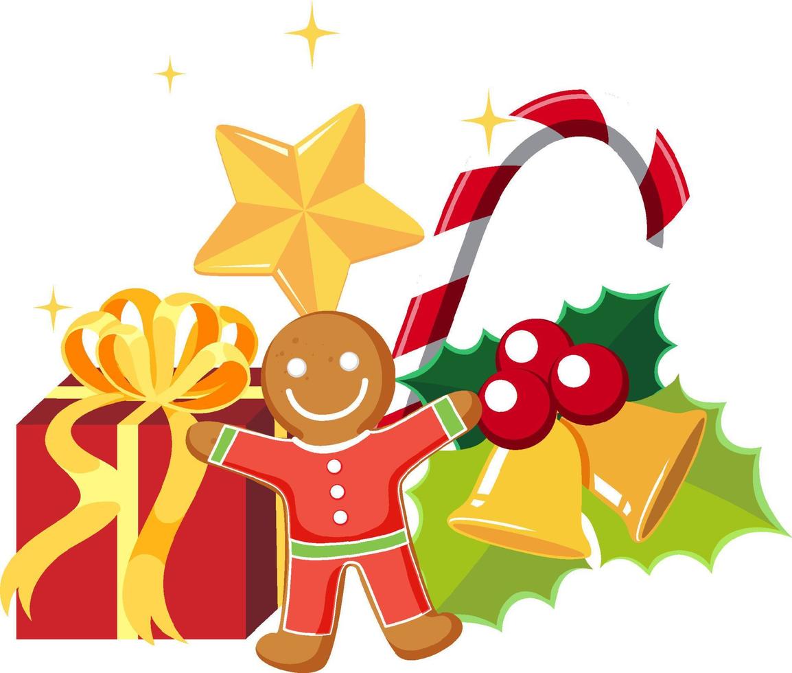 Gingerbread with Christmas elements vector