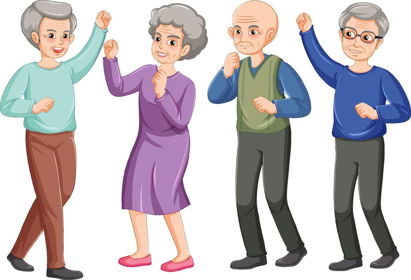 grupo de ancianos bailando vector