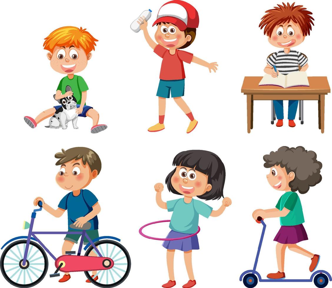 Children doing different activities set vector