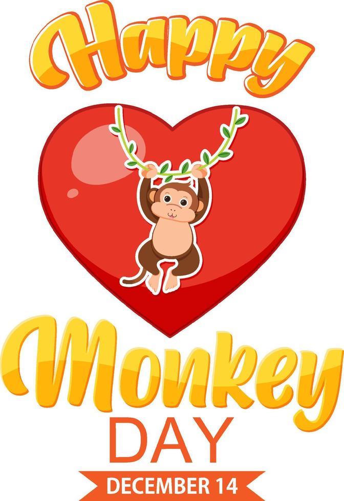 Monkey day text for banner or poster design vector