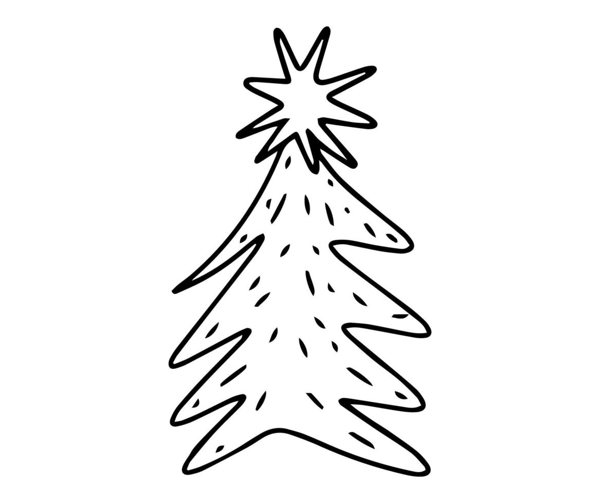 doodle de árbol de navidad dibujado a mano para el diseño de decoración de celebración. vector