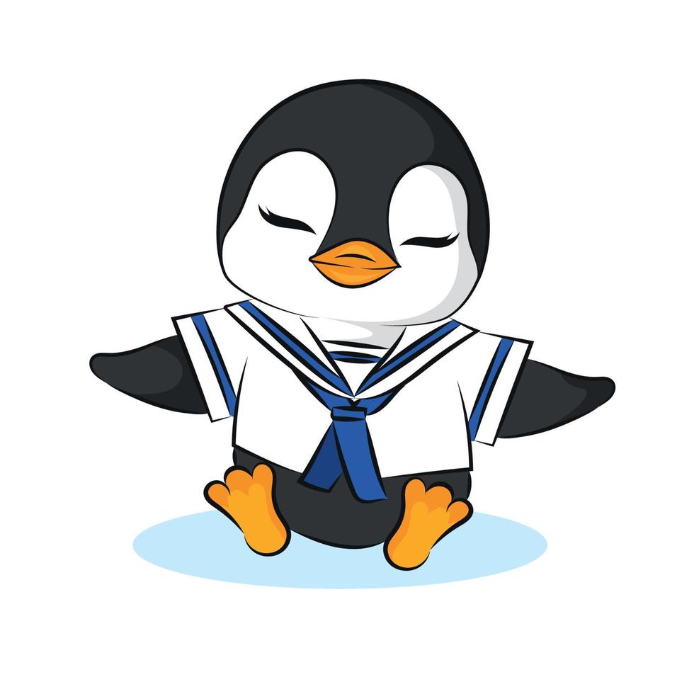 A cute penguin wearing a sailor costume vector