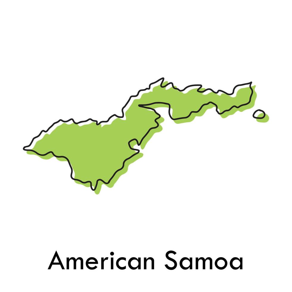 mapa del territorio de samoa americana - concepto estilizado dibujado a  mano simple con un mapa de