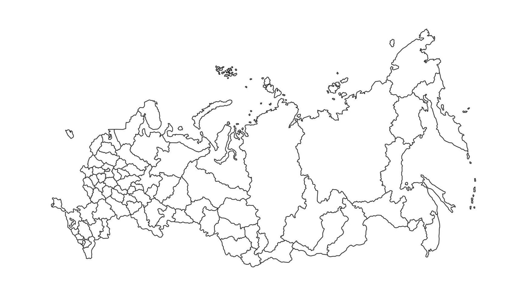 rusia mapa en contorno color negro aislado fondo blanco. Ilustración de vector de mapa de rusia.