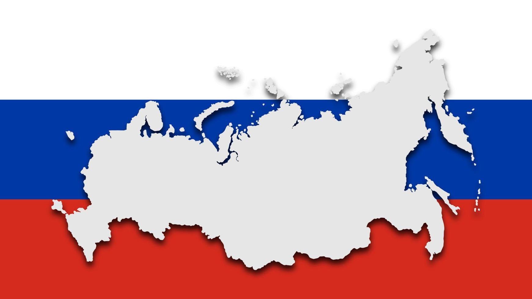 mapa de rusia con una bandera nacional en el fondo. Ilustración de vector de mapa de rusia.