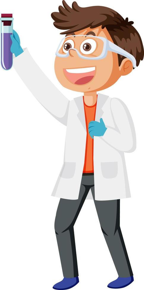 Cute scientist boy cartoon character vector