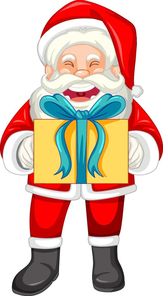 Santa Claus holding a gift box vector