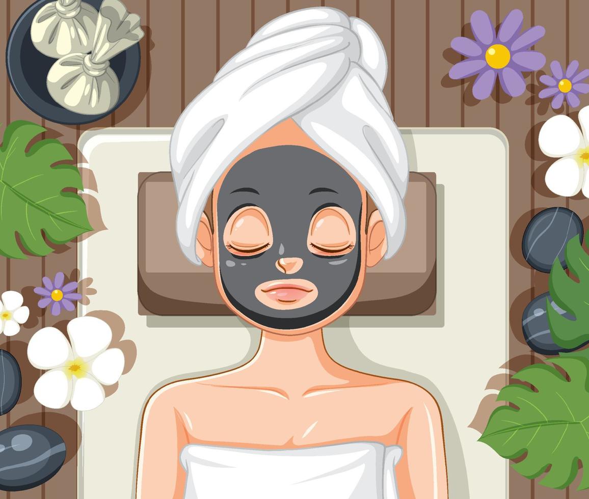 Woman getting facial mask spa vector