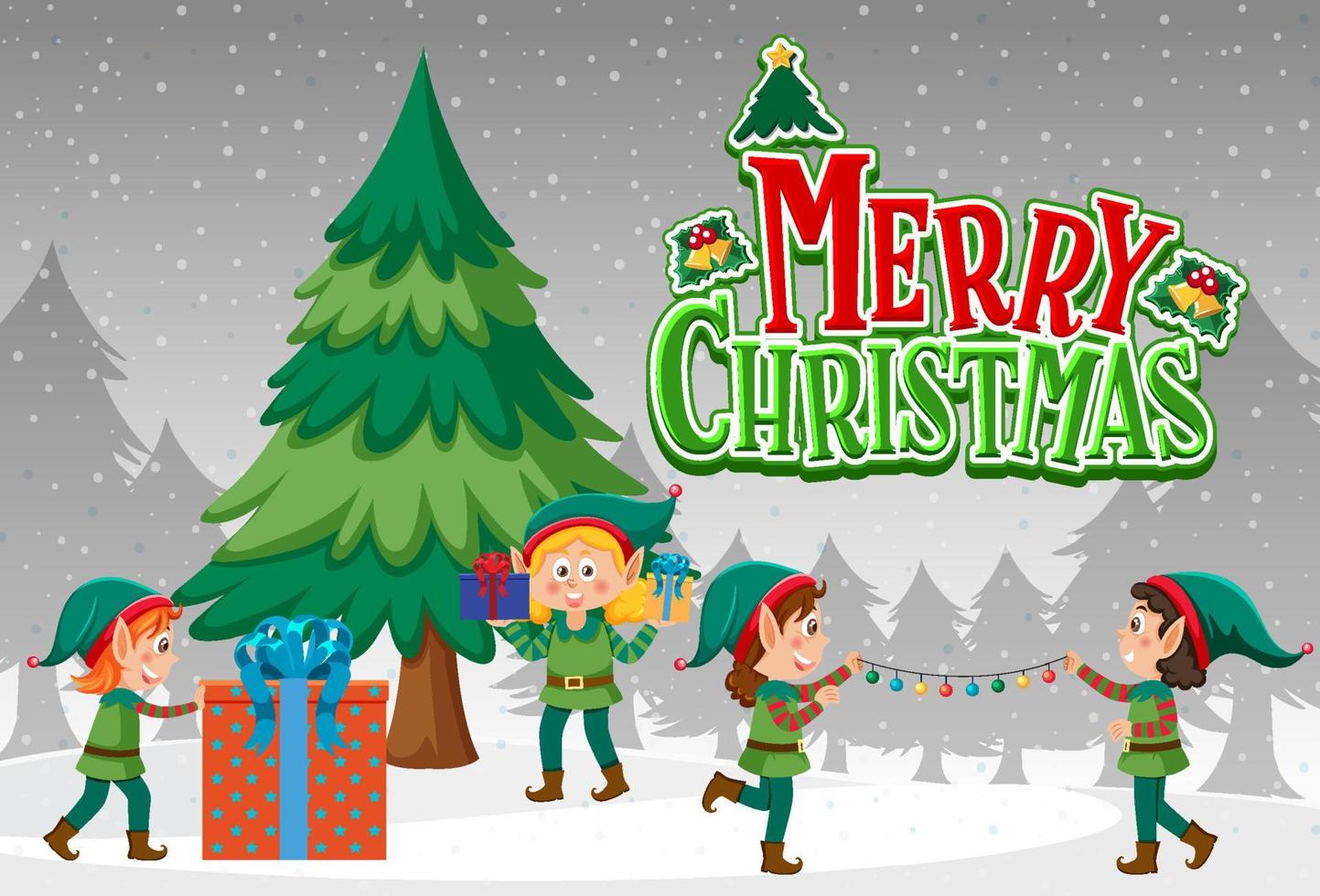 Merry Christmas poster template vector