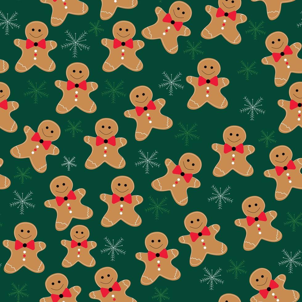 Seamless christmas pattern with gingerbread man vector