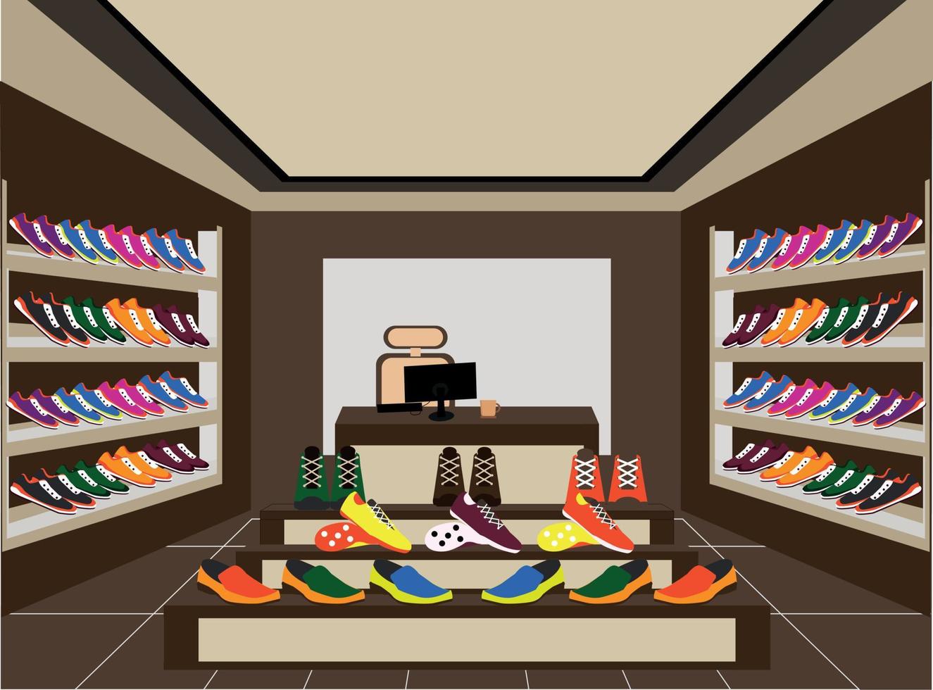 zapatos en la tienda, ilustración vectorial de diseño vector