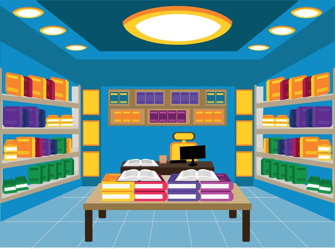 set of book in the library, vector illustration