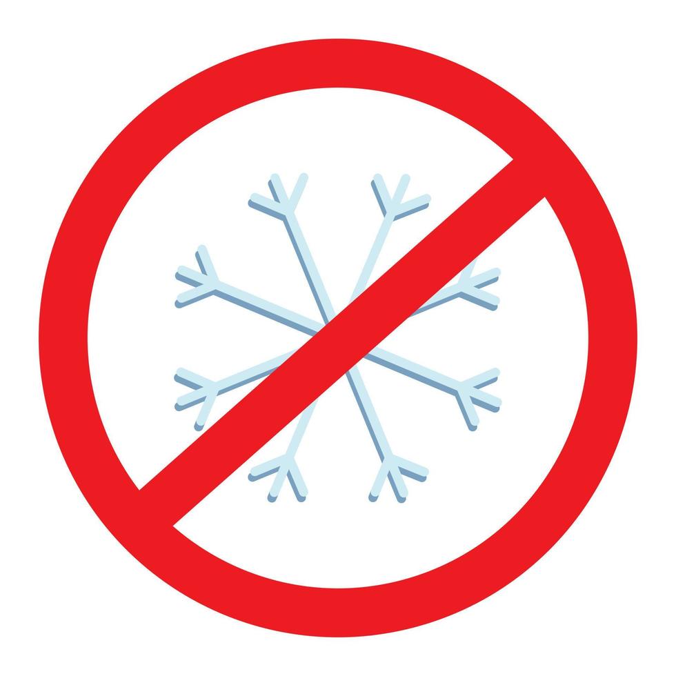 Simple Snowflake in a minimalist style in trendy winter blue tones under a prohibition sign. Isolate vector