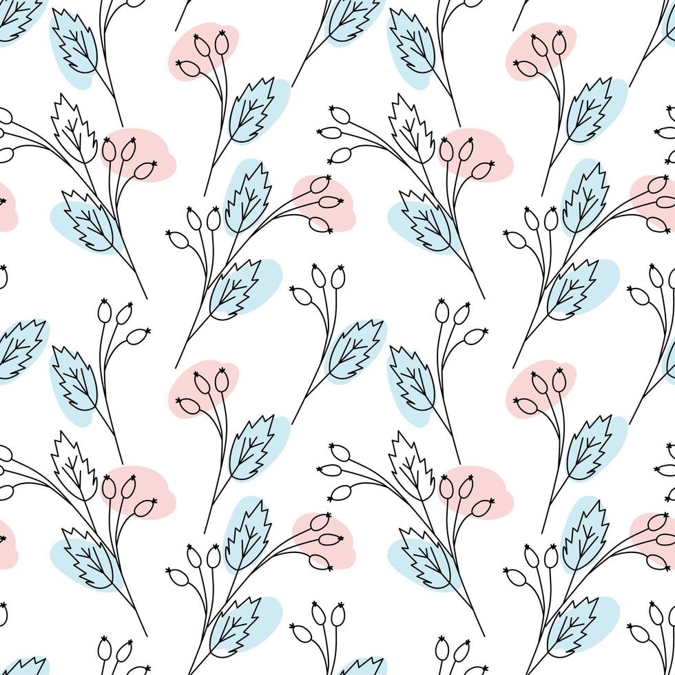 Seamless pattern from branches with spots in trendy pale marker tints. Abstract background texture vector