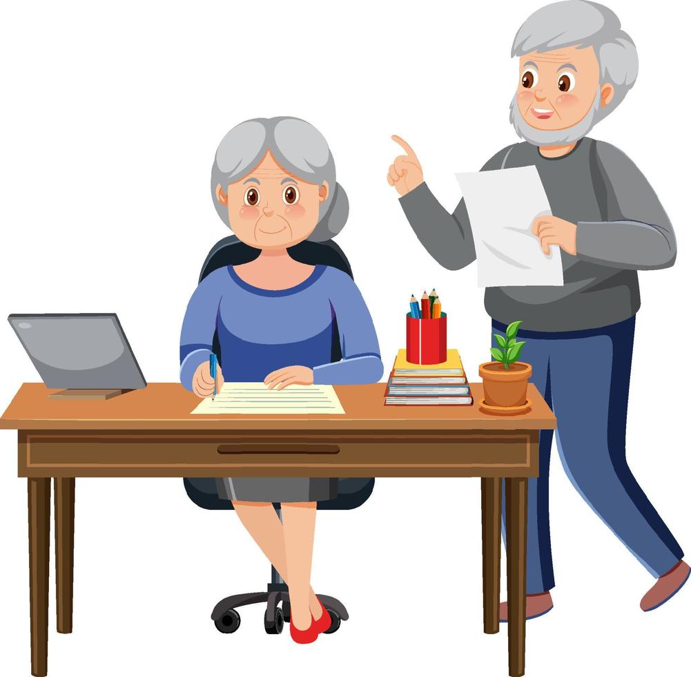 Senior couple using computer vector