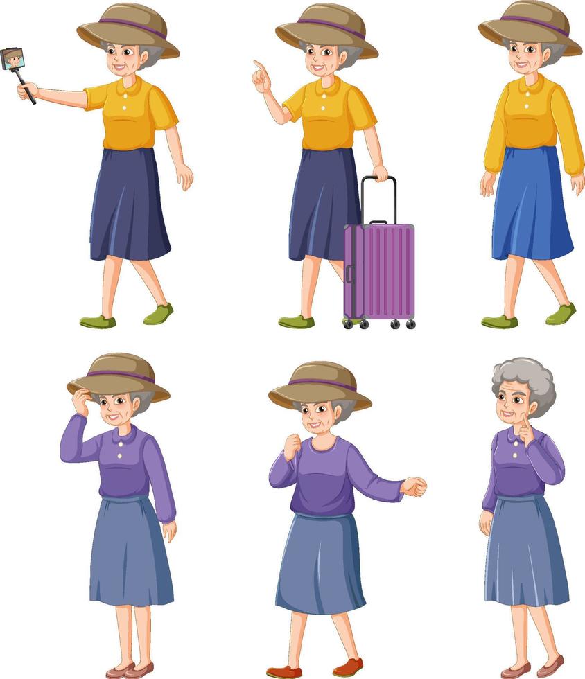 Collection of elderly people characters vector