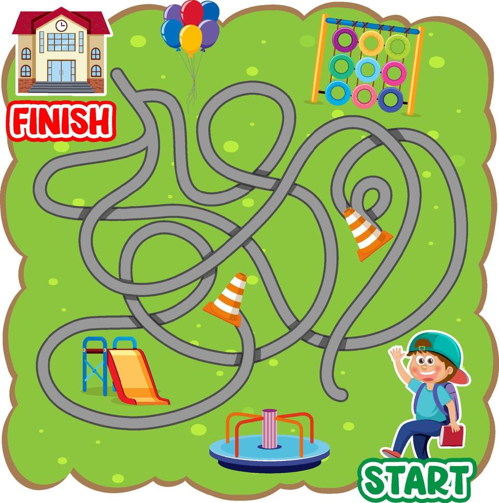 Maze game template for kids vector