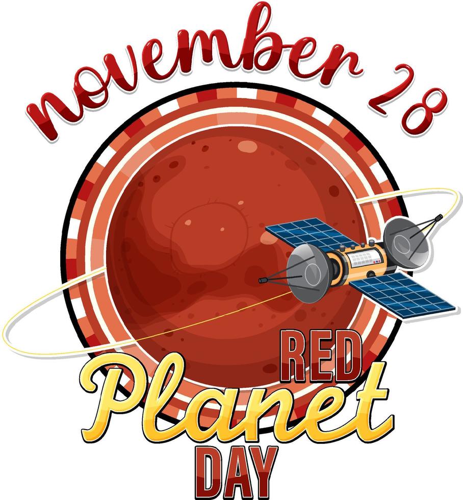 Red planet day poster template vector