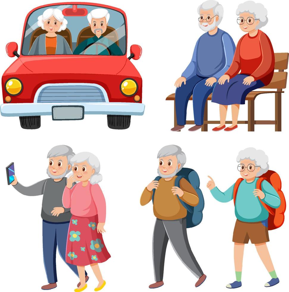 Different elderly couples set vector