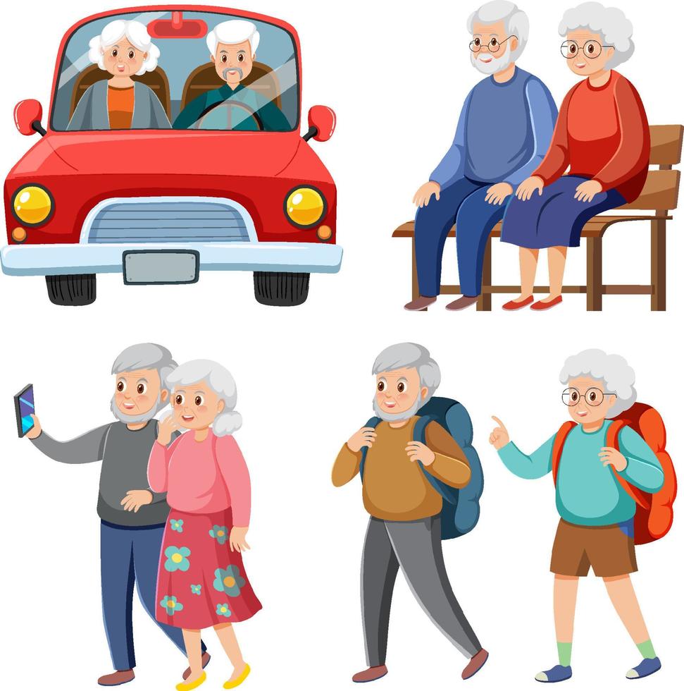 conjunto de diferentes parejas de ancianos vector