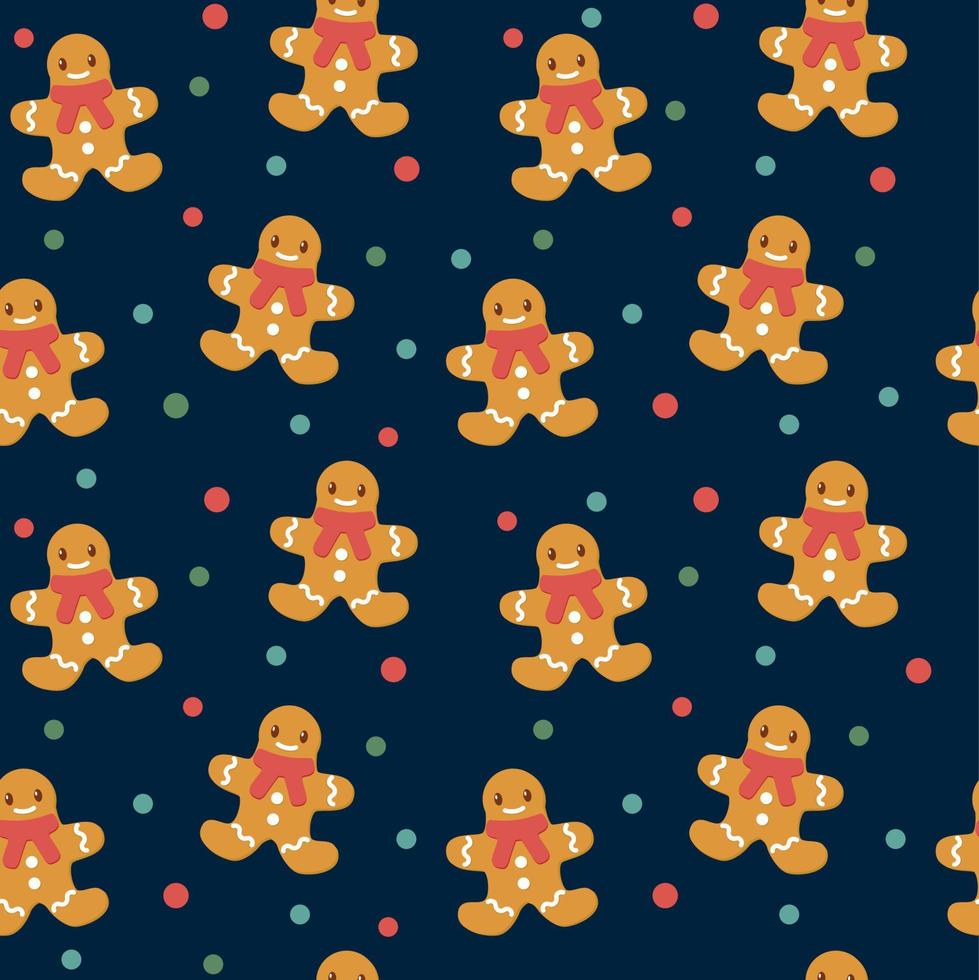 Christmas seamless pattern with ginger bread man vector