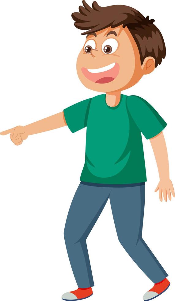 Young man smiling and pointing with bullying expression vector