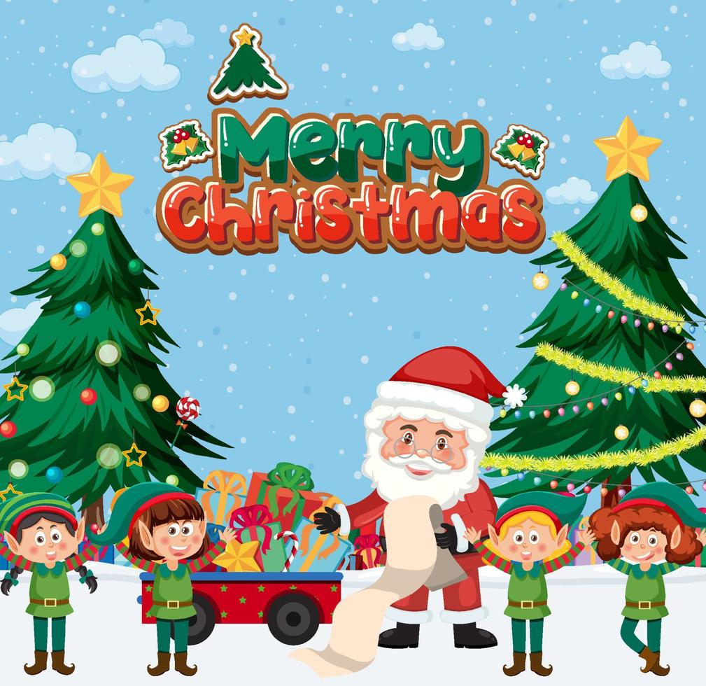 Santa Claus and elfs delivery gift for Christmas vector