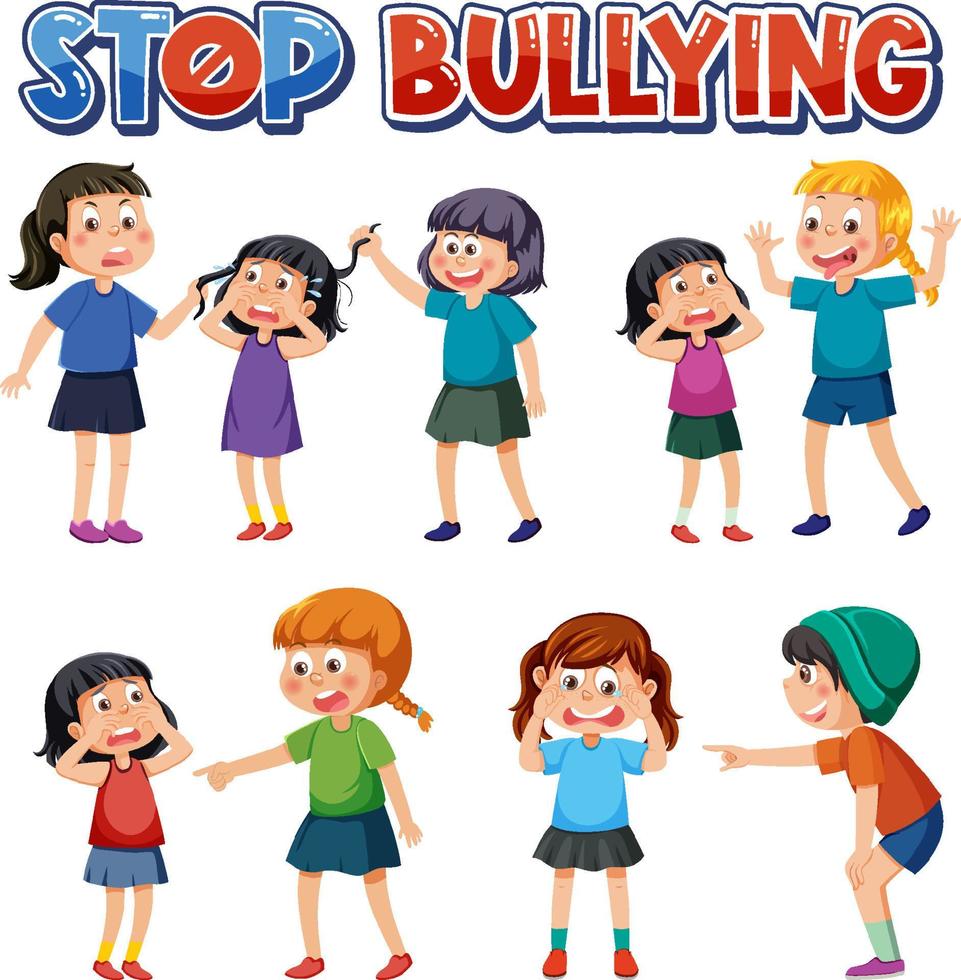 Bullying kids character collection vector