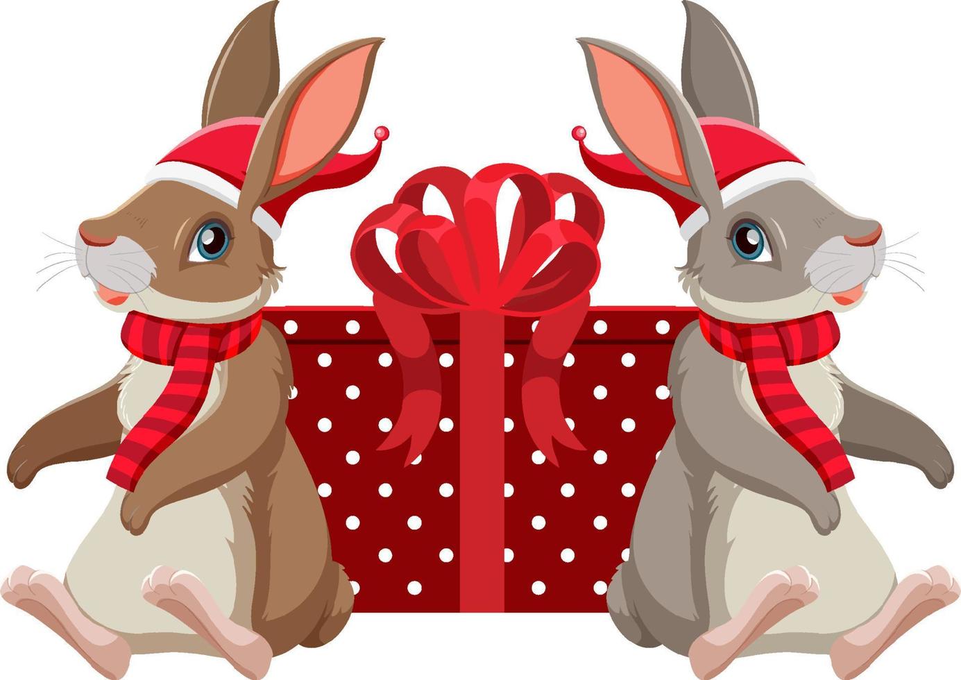 Happy New Year concept with cute rabbits with a present box vector