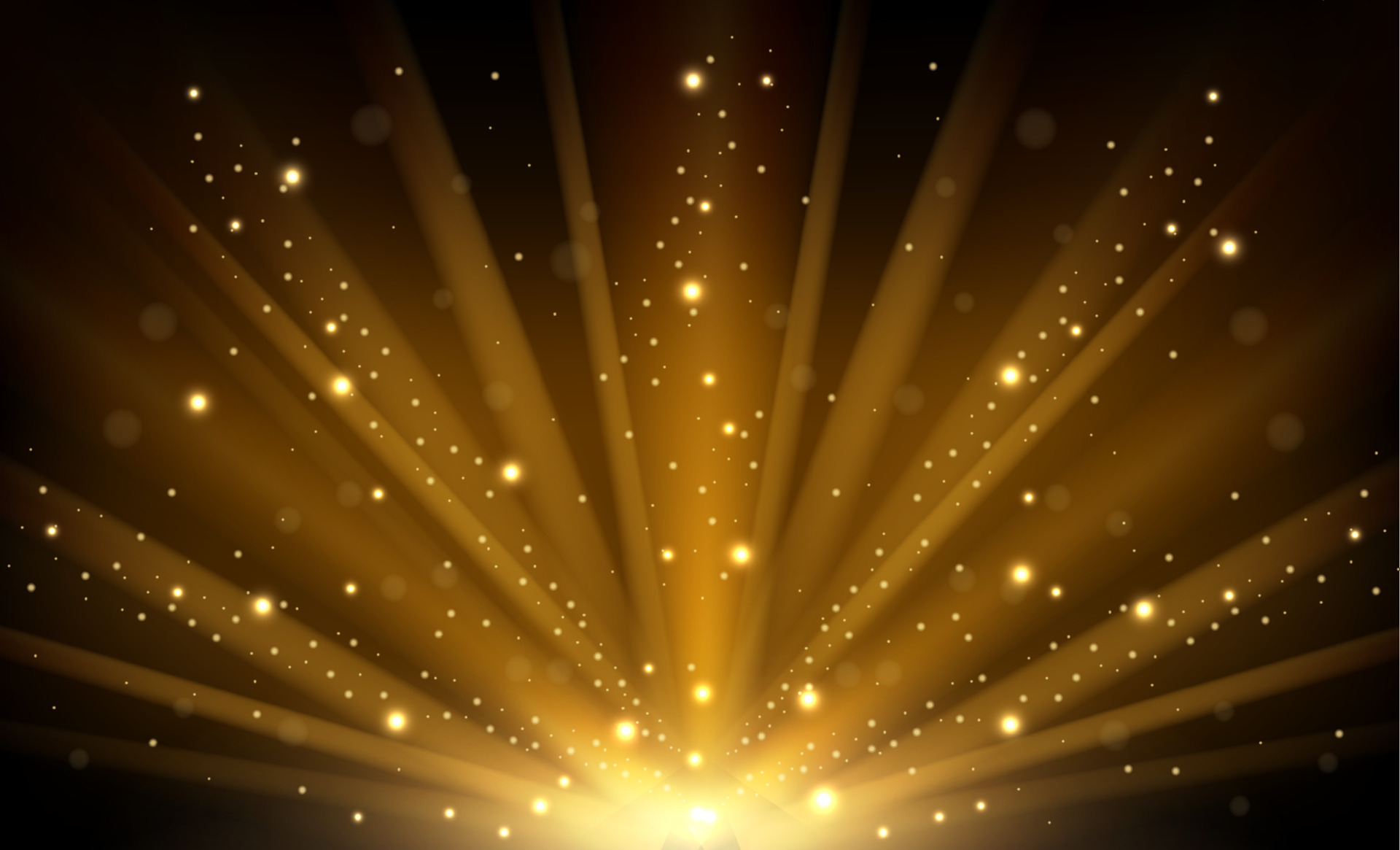 Abstract Golden Light Rays With Sparks Exploding Gold Glitter With