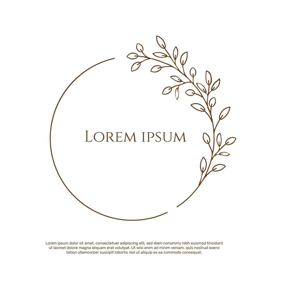Simple floral wreath decorative,round frame floral logo,wedding logo concept. - Vector. vector