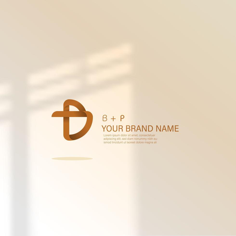 Logo Icon Design Letter B and P Elegant Brown Pastel Color Simple Shape EPS 10 vector