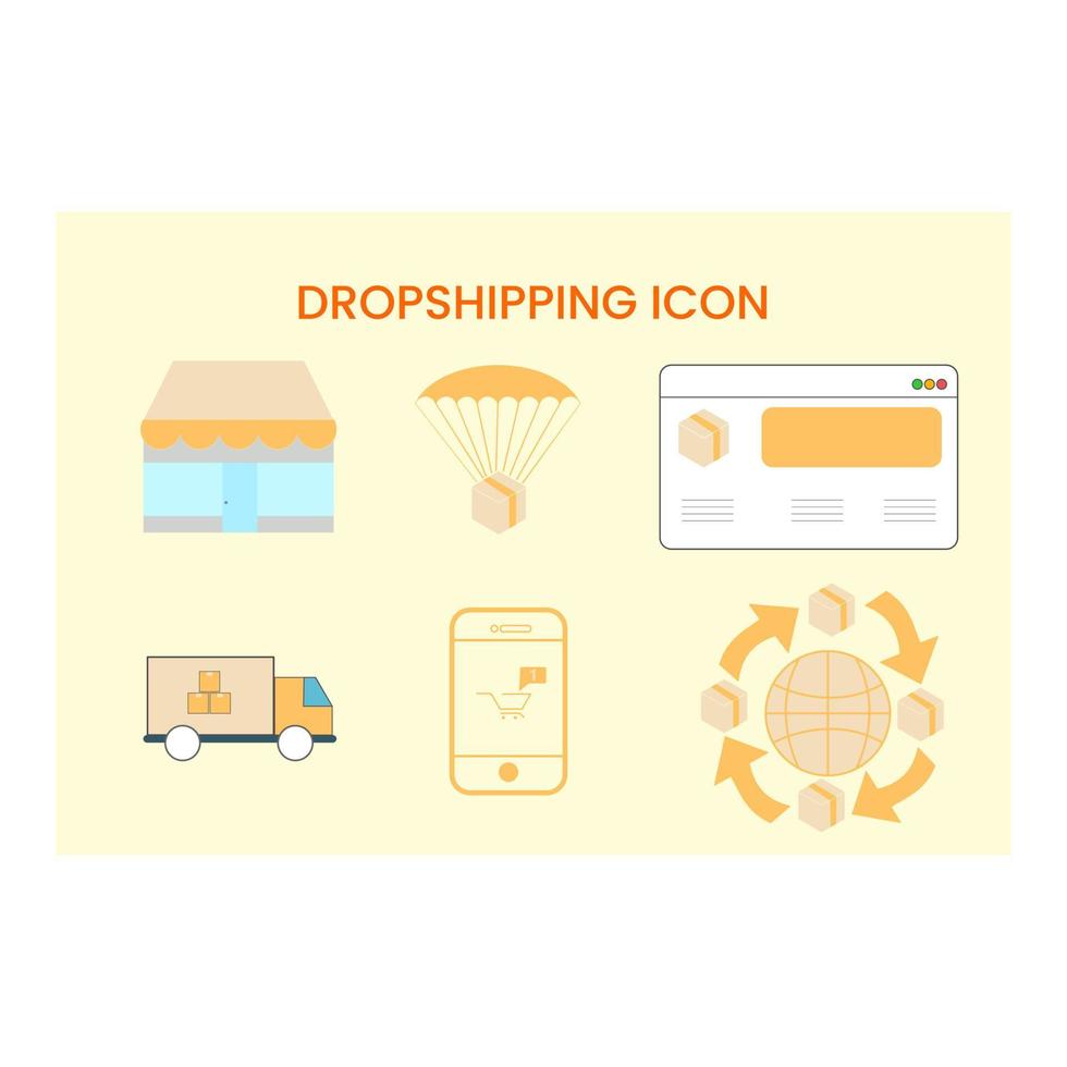 establecer vectores de iconos para el negocio de dropshipping en aplicaciones móviles o sitio web