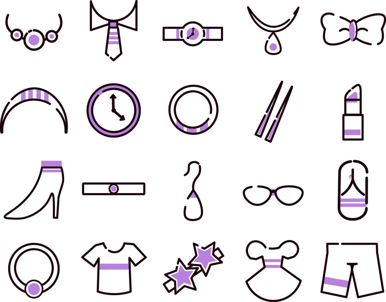 Set of Thin line vector style, fashion and beauty icon set