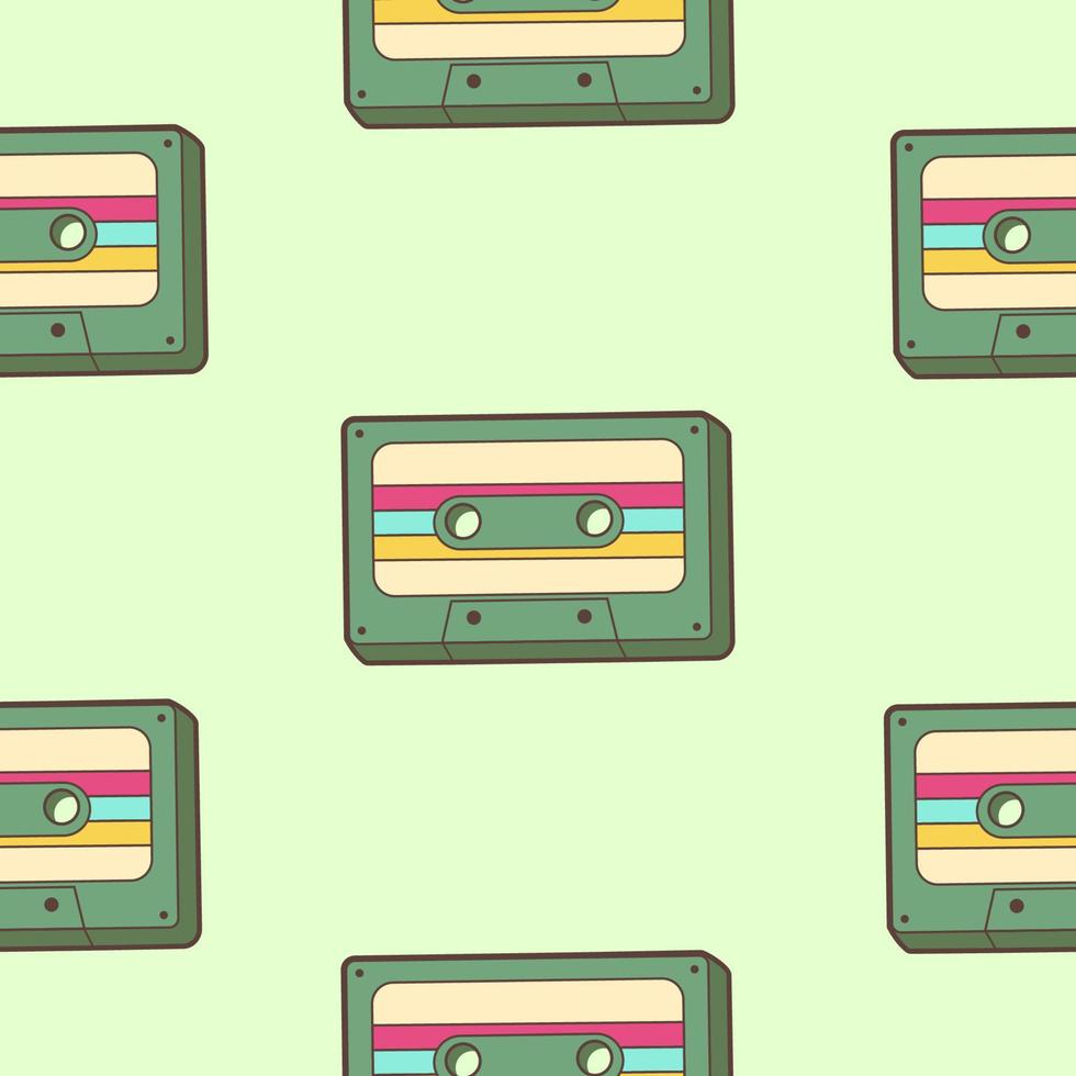 patrón retro sin costuras con estilo cassette de los años 70. ilustración vectorial plana vector