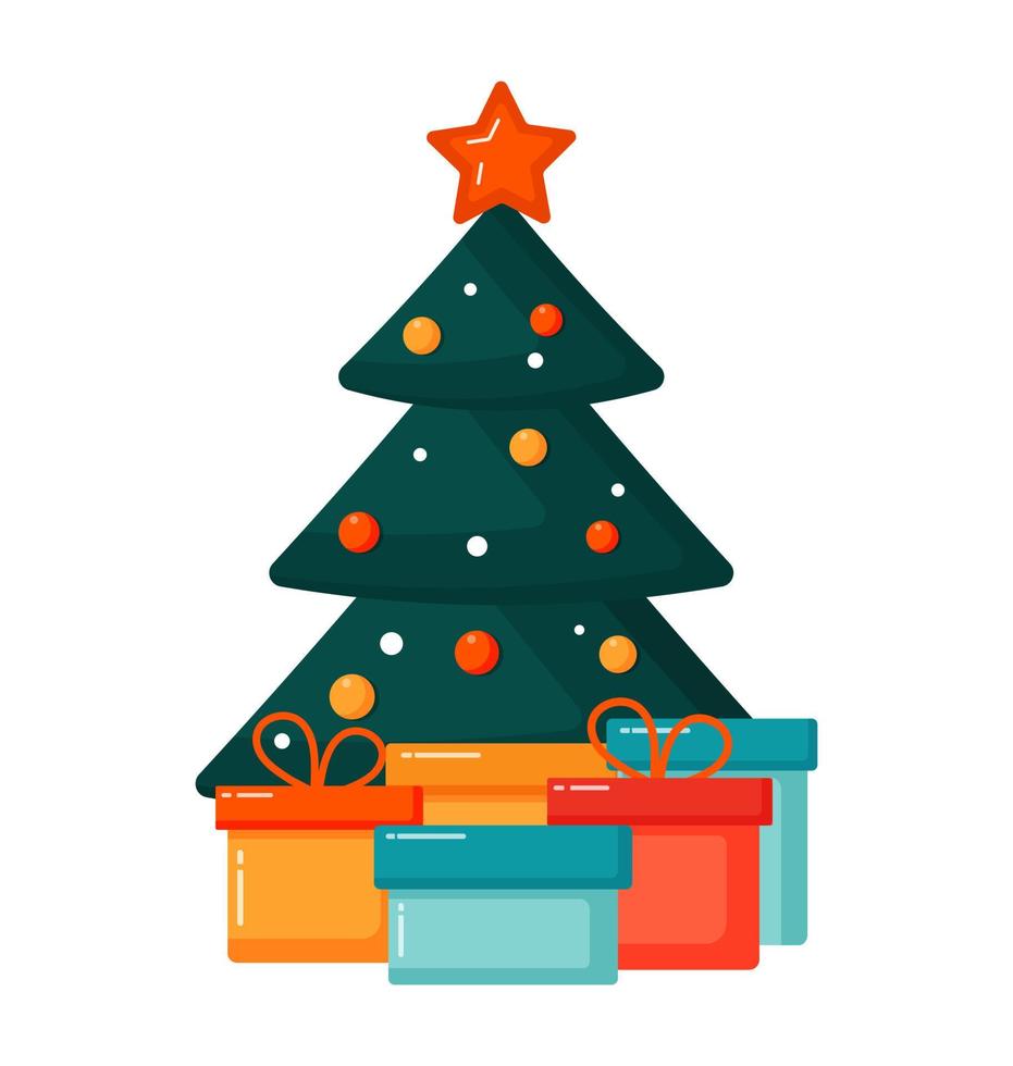 Christmas tree with gifts vector