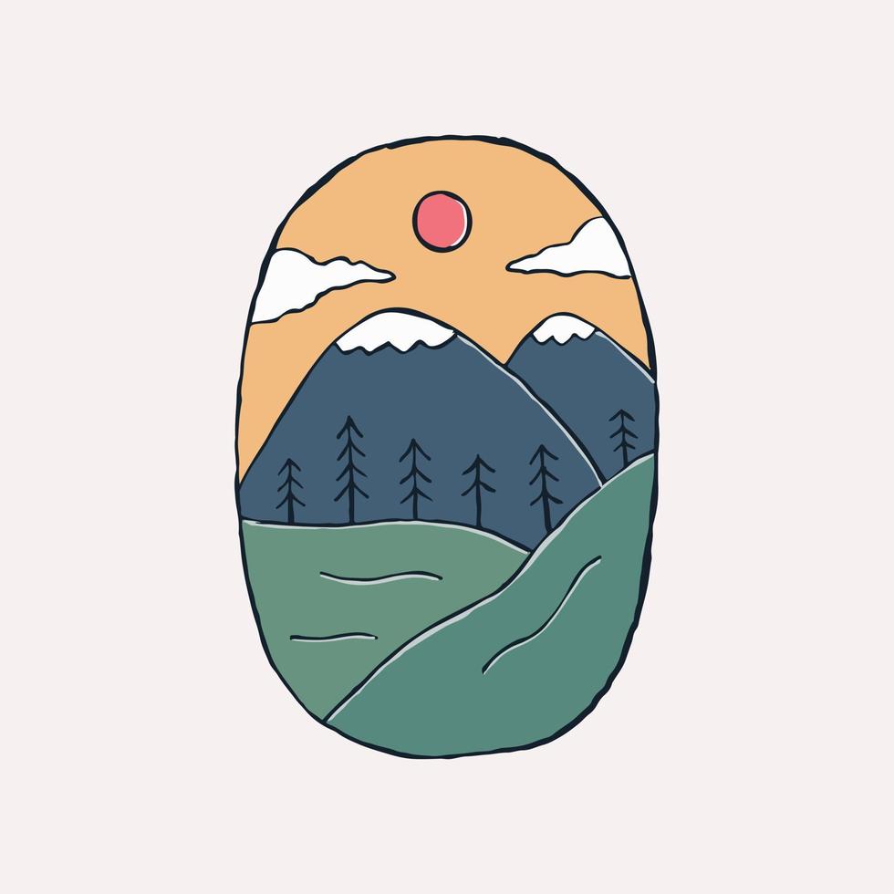 simple design of nature mountains wildlife design vector