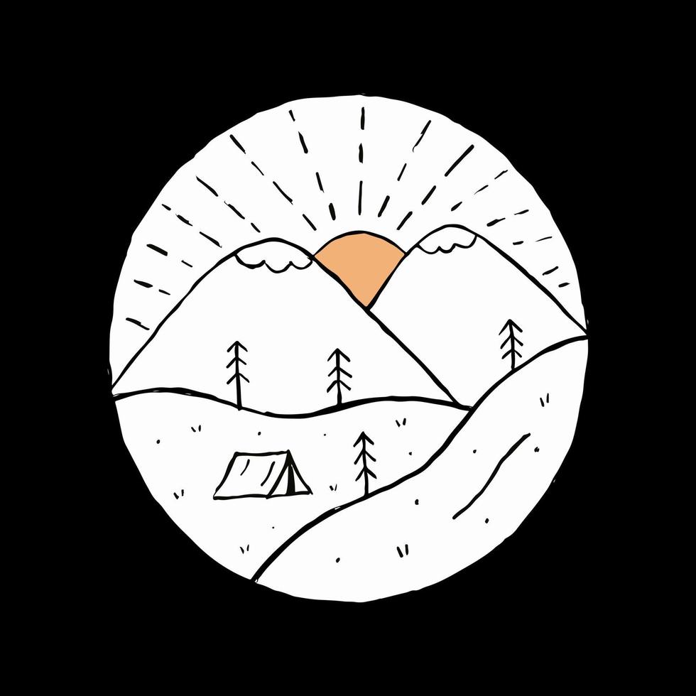 simple design of nature camping mountain wildlife design vector