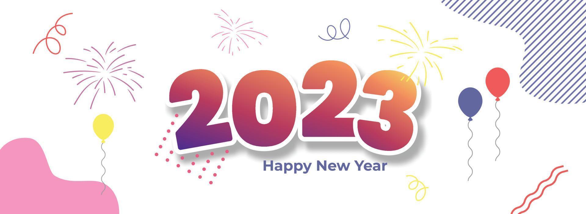 cubierta de feliz año nuevo 2023 con elemento abstracto geométrico moderno en el fondo. adecuado para pancarta vector
