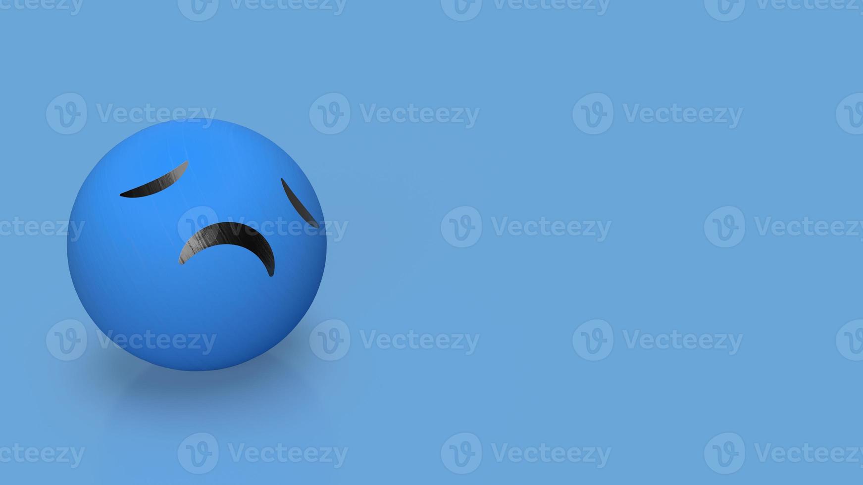 sad emotion on blue background 3d rendering photo