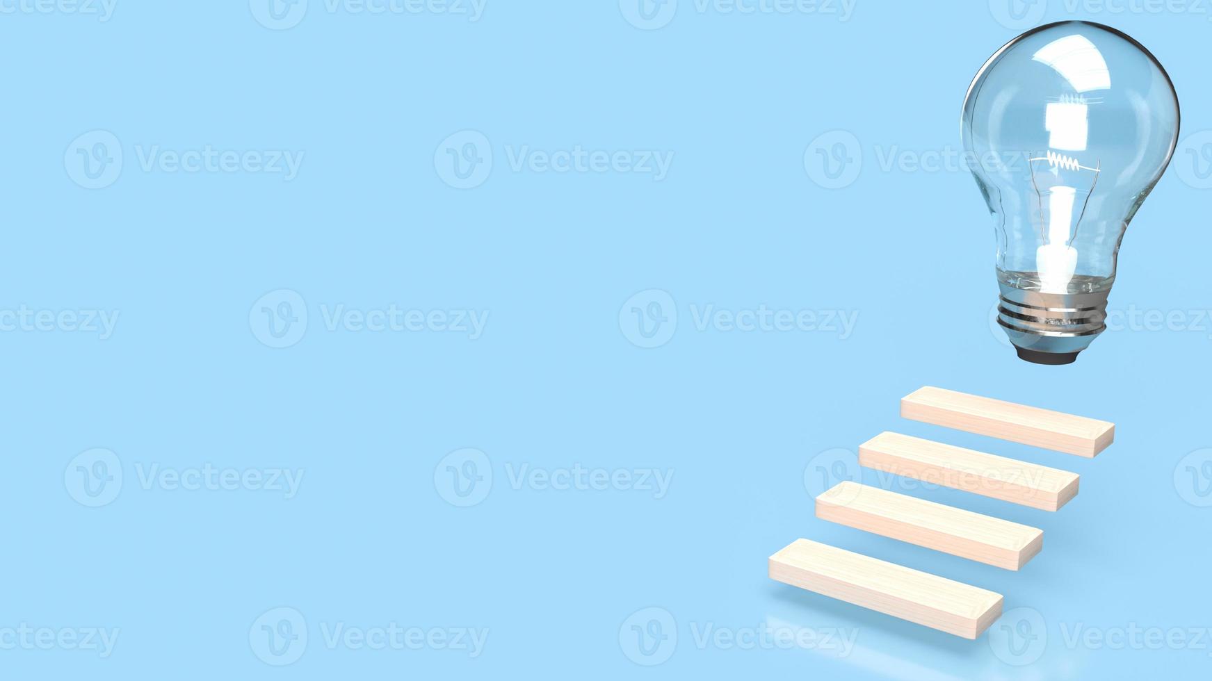 creative thinking, Make money, Business image, wood stairs to the light bulb symbol 3d rendering photo