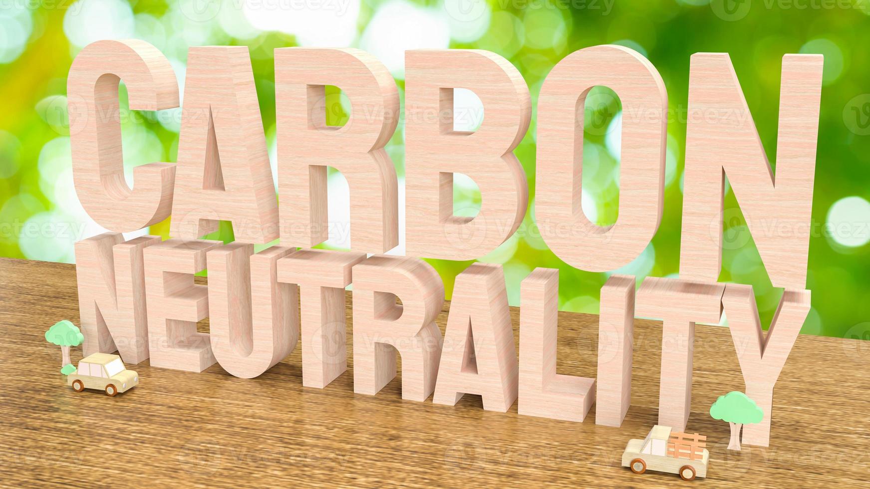 The wood  carbon neutrality word for eco or  ecology concept 3d rendering photo