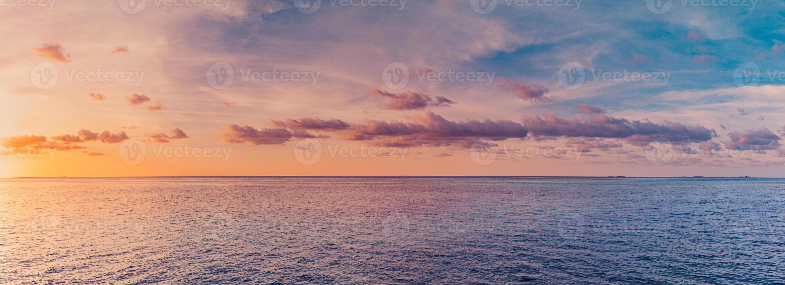 Closeup sea waves beach. Amazing beach landscape. Inspire tropical beach seascape horizon. Abstract golden sunset sky cloud tranquil relaxing sunlight summer freedom. Vacation travel nature background photo