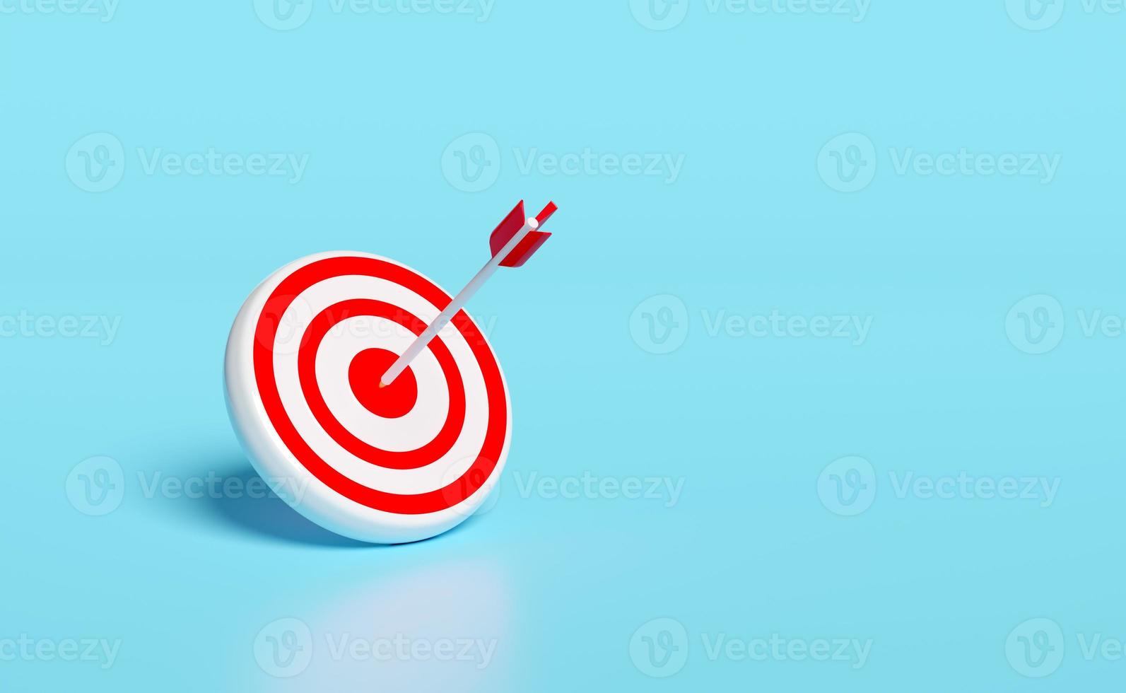 3d white target with red darts or arrow isolated on blue pastel background. business goal concept, 3d render illustration photo