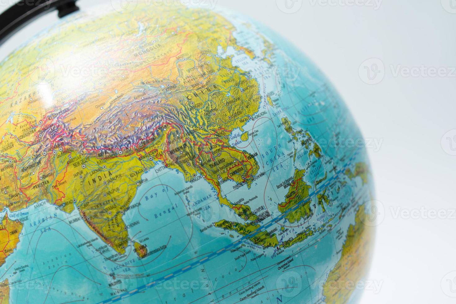 closeup of a globe on white background photo