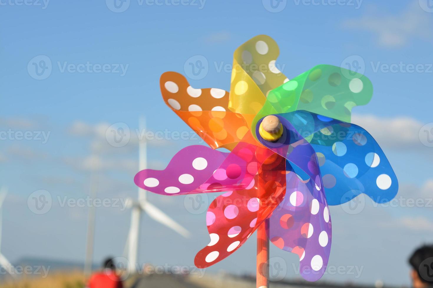 Rainbow plastic turbine toy Khao Yai Thiang mountain, Thailand, Nakhon Ratchasima Province. photo